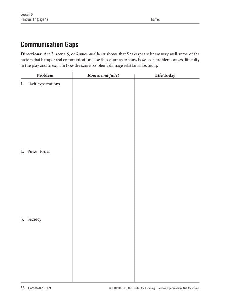 Romeo and Juliet Curriculum Unit