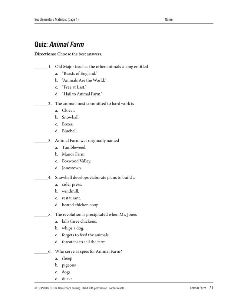 Animal Farm Curriculum Unit