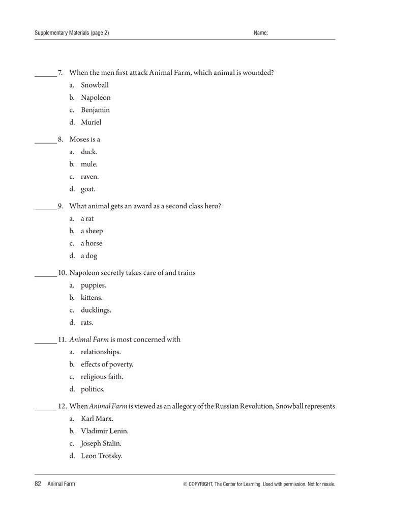 Animal Farm Curriculum Unit