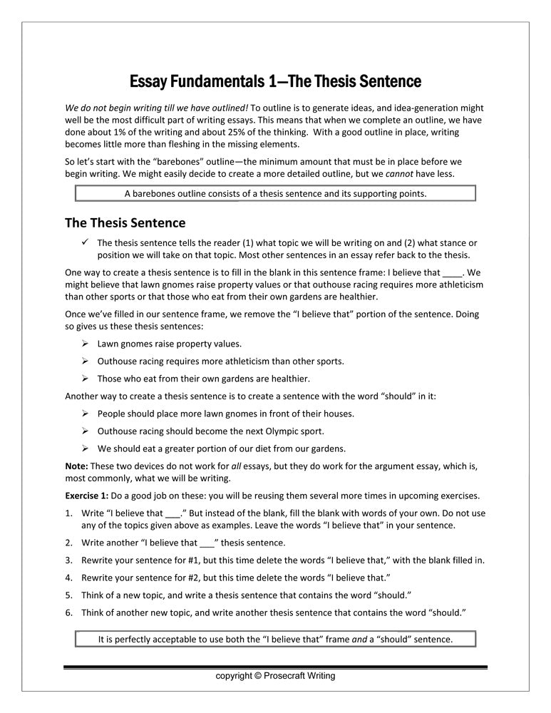 Prose Toolbox: Essay Writing Fundamentals Unit