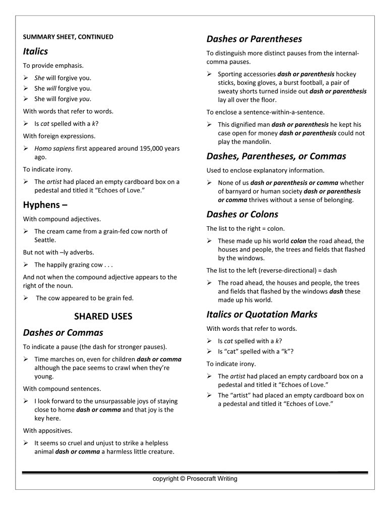 Prose Toolbox: Six Essential Punctuation Marks Unit