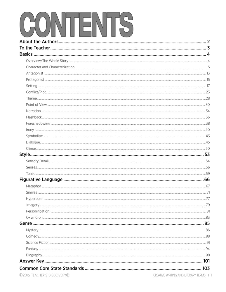 Creative Writing with Literary Terms Activity Book