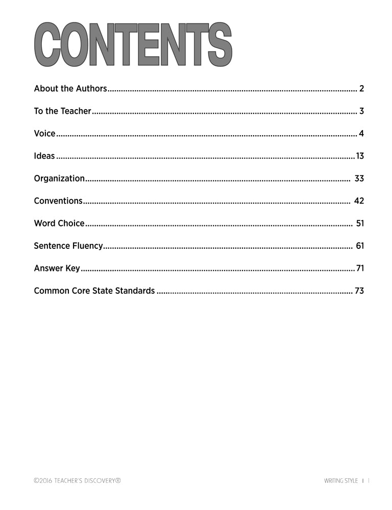 Writing Style Activity Book