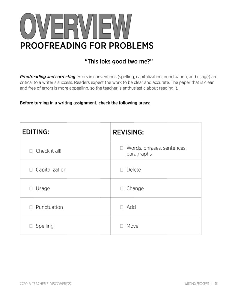 Writing Process Activity Book