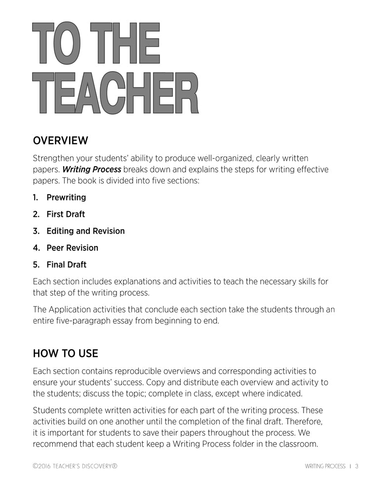 Writing Process Activity Book