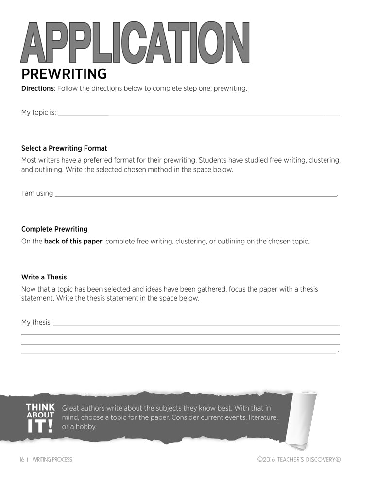 Writing Process Activity Book