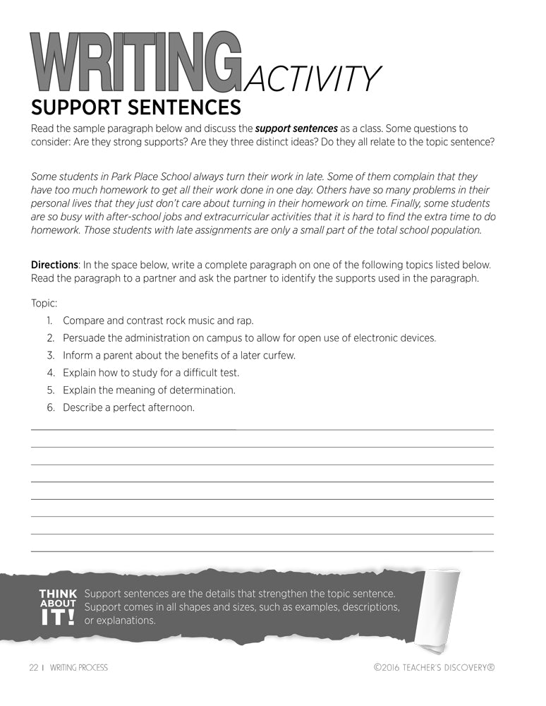 Writing Process Activity Book