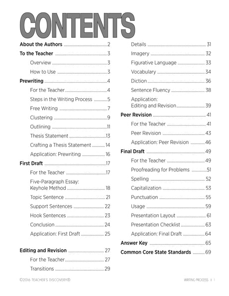 Writing Process Activity Book