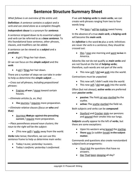 Prose Toolbox: Sentence Structure Unit