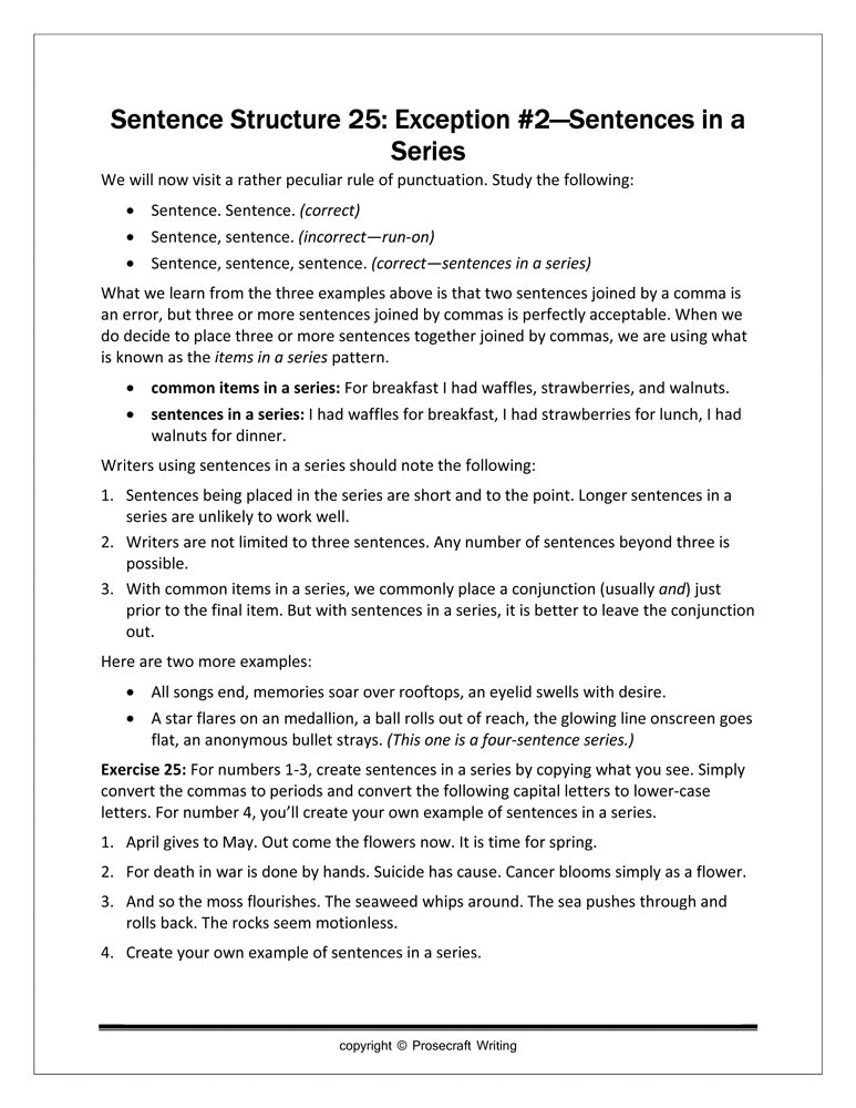 Prose Toolbox: Sentence Structure Unit