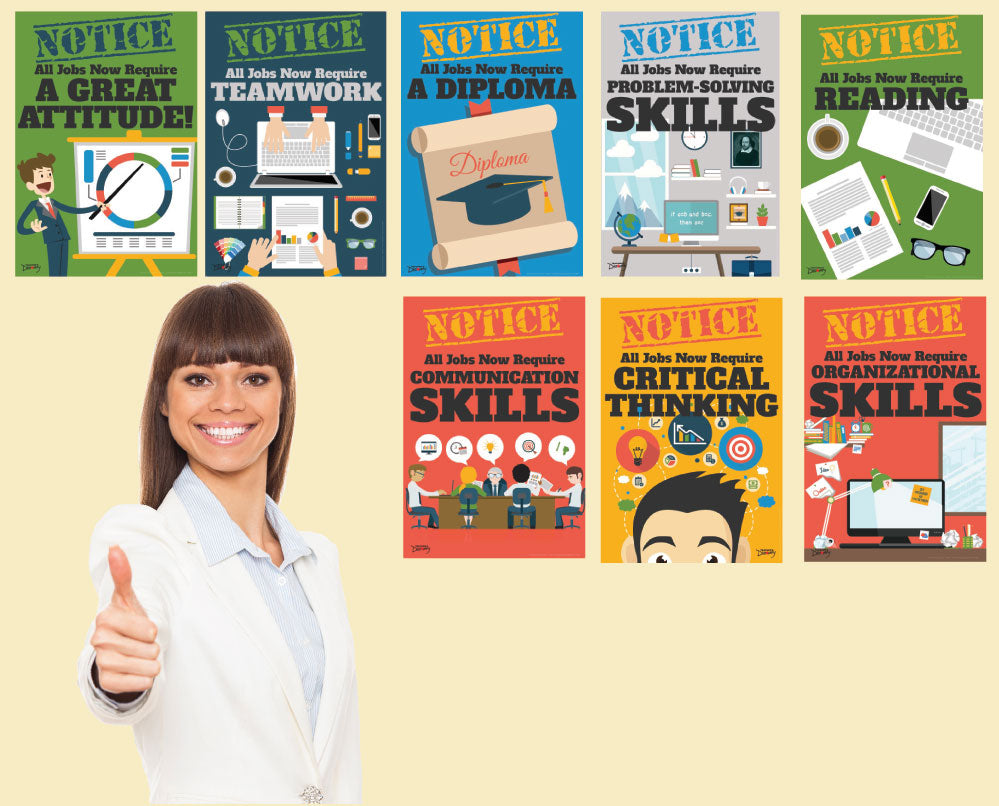 Official Notice Job Skills Set of 8 Mini-Posters