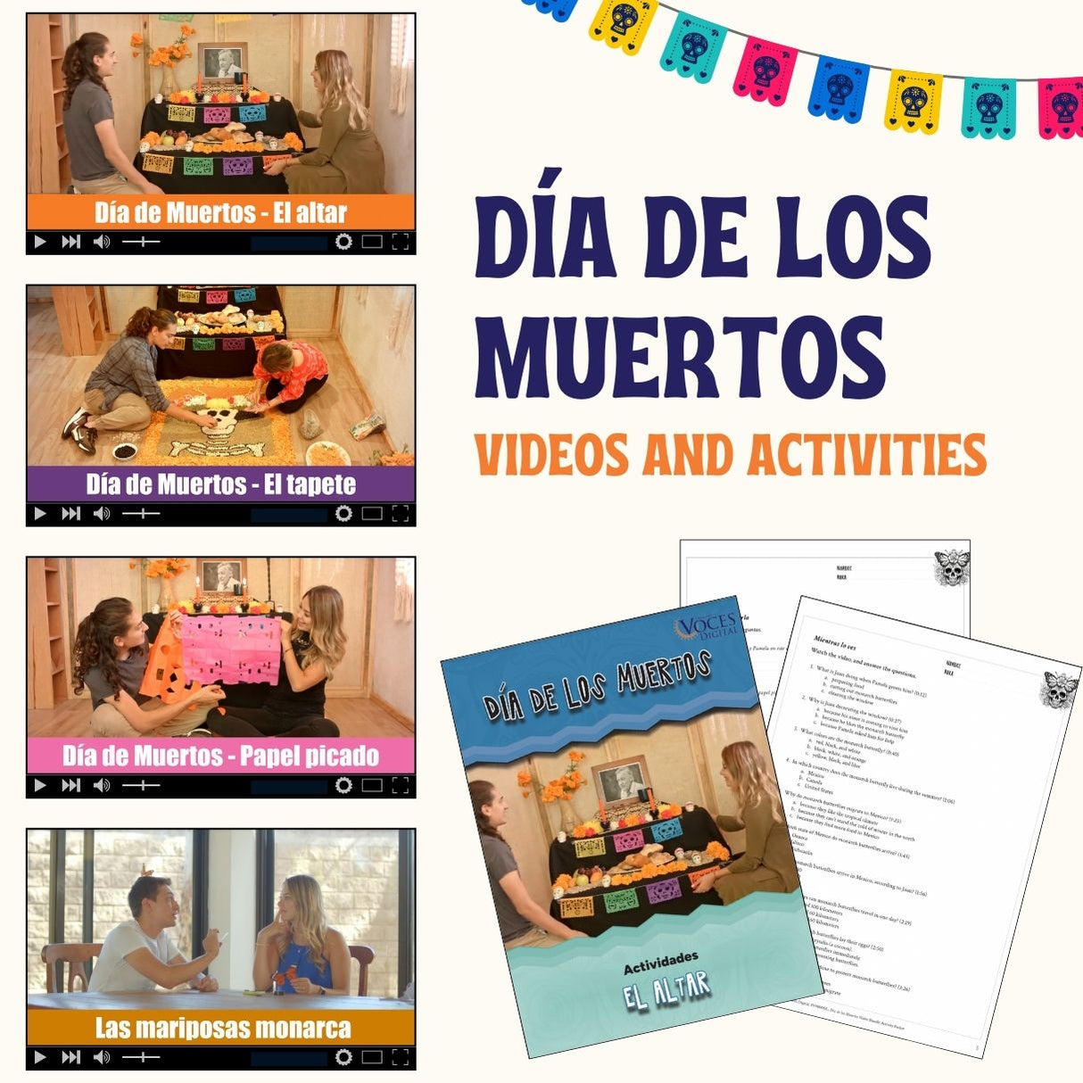 Día de los Muertos Video Bundle (4 videos + activity packet download)