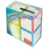 Set of four erasable Cool Cubes in red, yellow, blue, and green with wet-erase marker for Spanish classroom language games and activities.