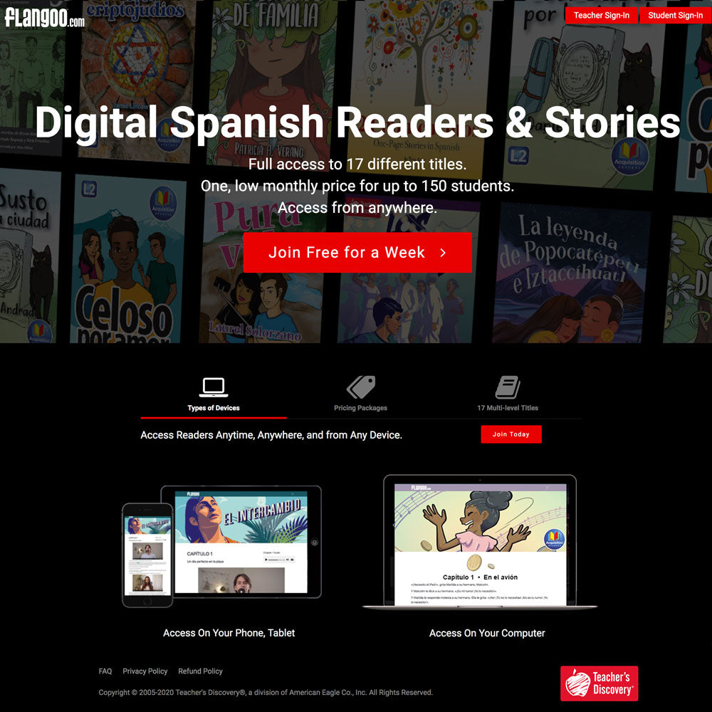 Flangoo™ World Language Digital Readers Subscription