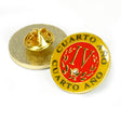 Gold circular Spanish fourth-year lapel pin with red enamel center, Roman numeral IV, and Cuarto Año text around the rim.