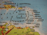  Large classroom wall map of South America with Spanish labels printed on laminated dry-erase material.