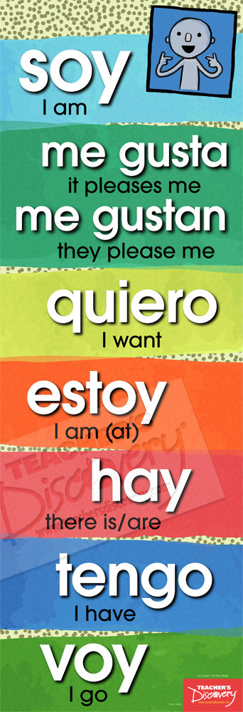 Terry Waltz's Super 7 Skinny poster set featuring terms and phrases for Spanish Language Learning.