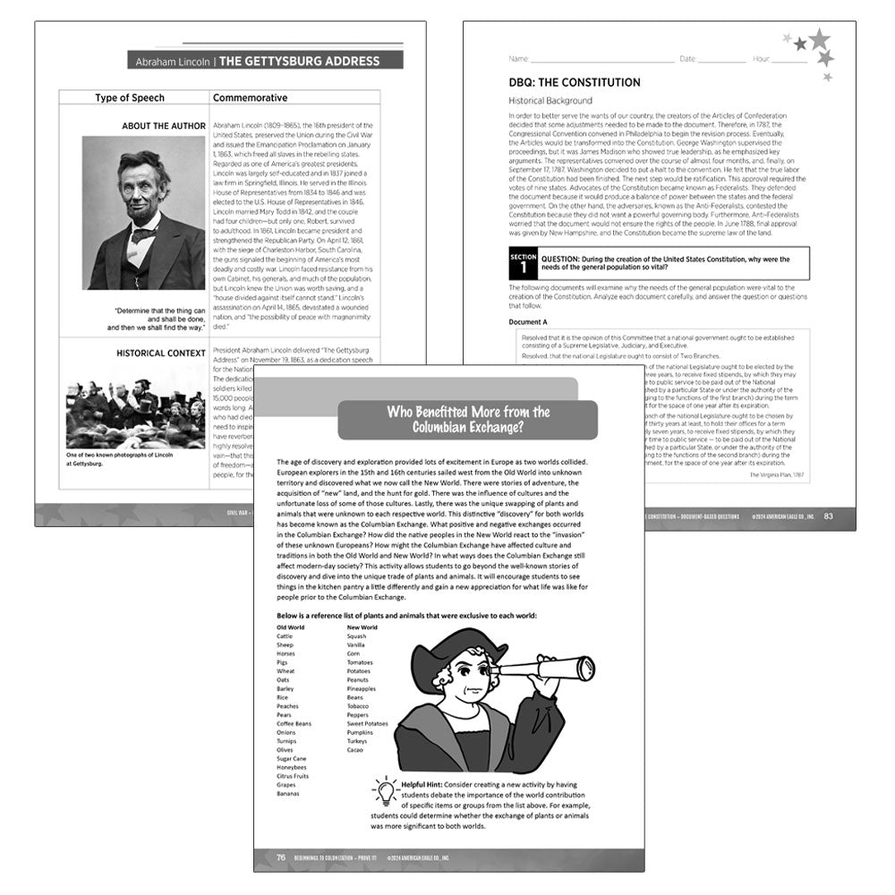 Complete U.S. History 1 Curriculum Set of 3 Books