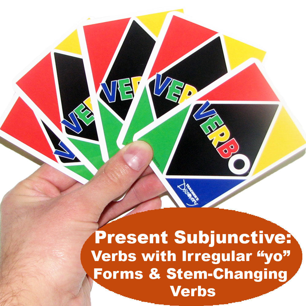 Verbo™ Spanish Card Game Present Subjunctive Verbs with Irregular "yo" Forms & Stem-Changing Verbs