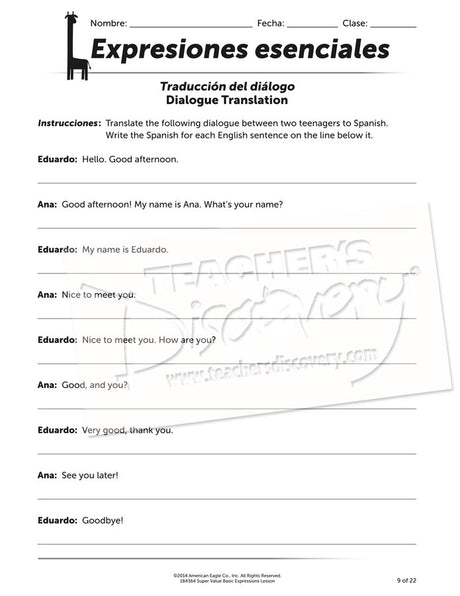 Super Value Basic Expressions Lesson Spanish Download