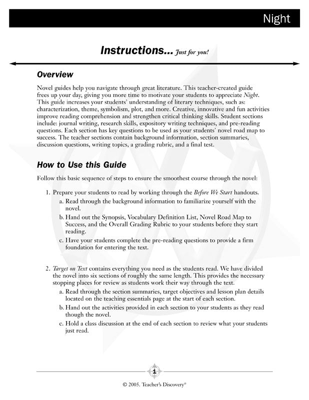 Night Novel Guide Book Download