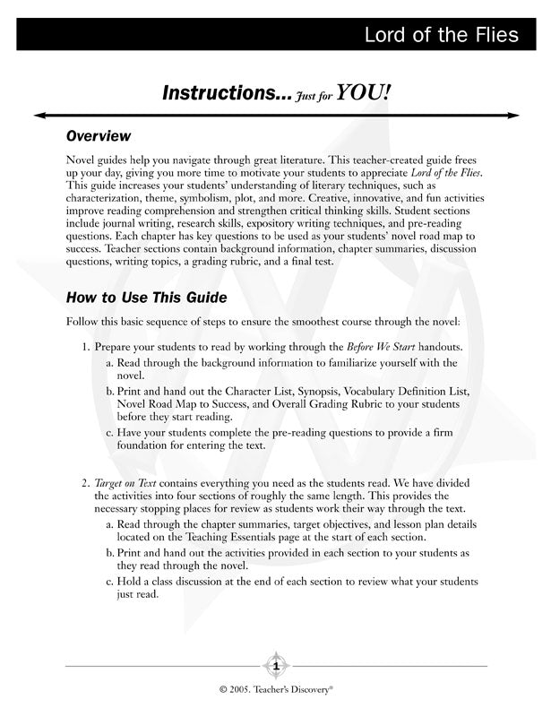 Lord of the Flies Novel Guide Book Download