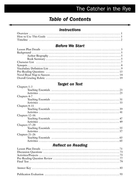 The Catcher in the Rye Novel Guide Book Download