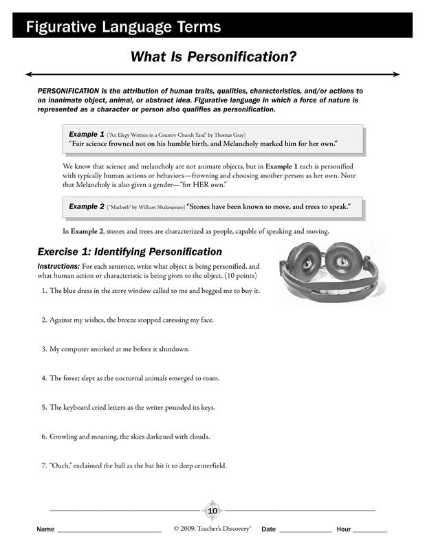 Figurative Language Terms Review and Practice Book