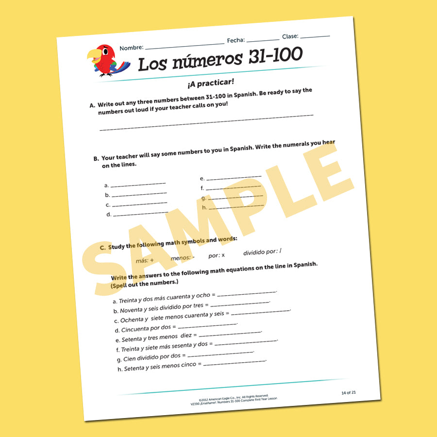 ¡Enséñame!™ Complete First Year Lessons:  Numbers 31-100  Download