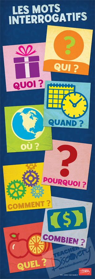 Interrogative Words Skinny Poster French