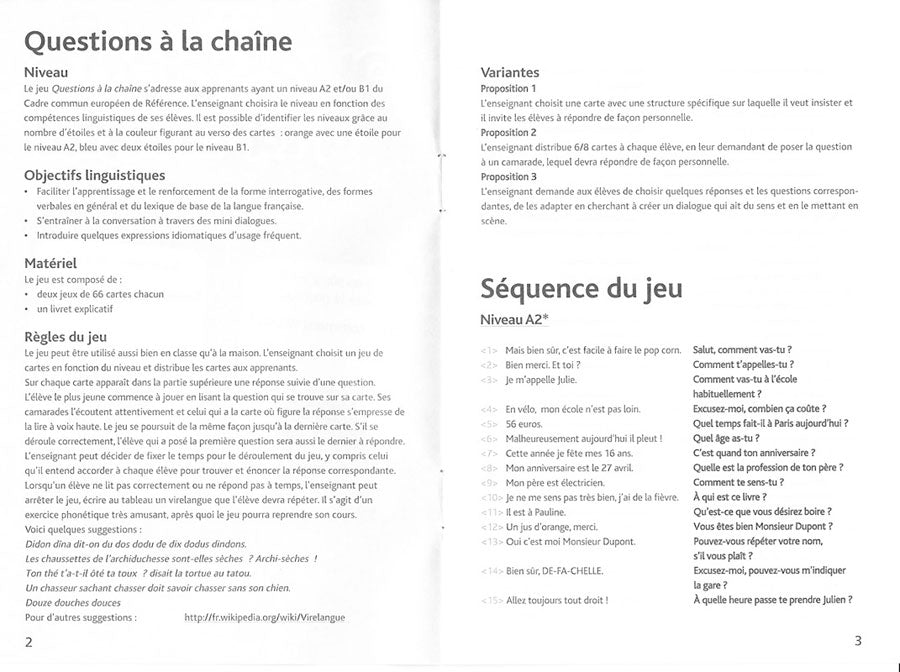 Chain of Questions French Game