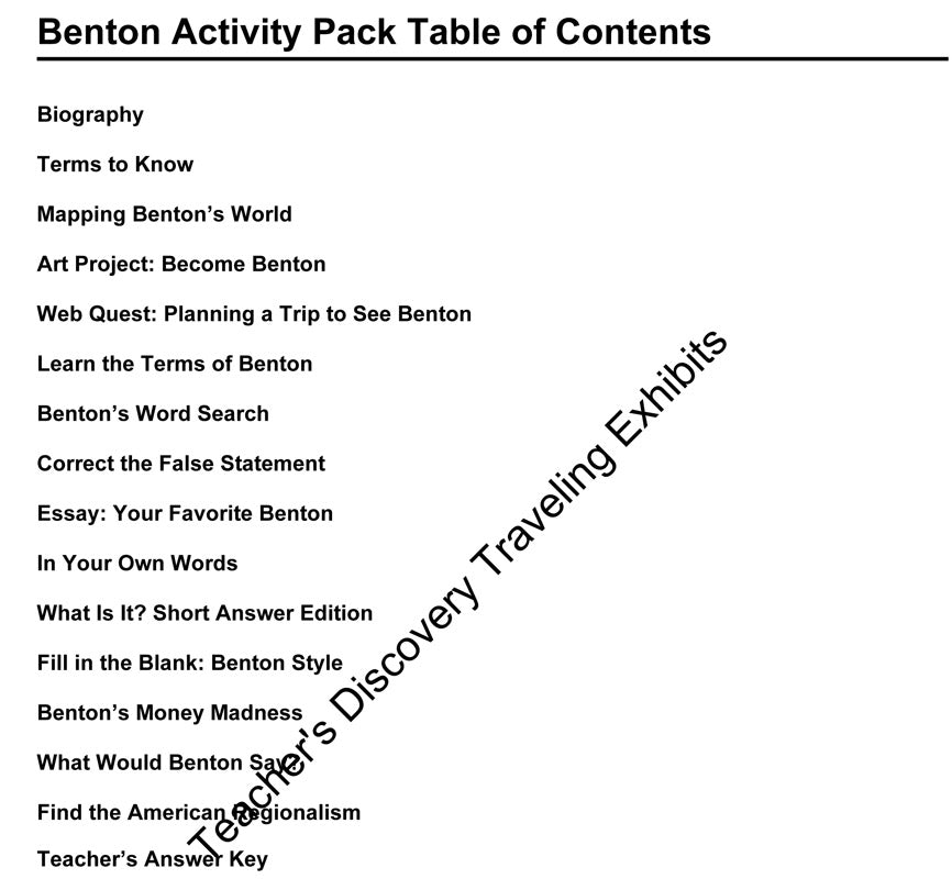 Thomas Hart Benton Activity Packet Download