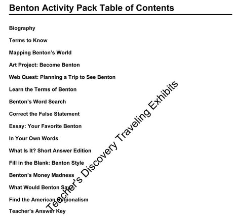 Thomas Hart Benton Activity Packet Download