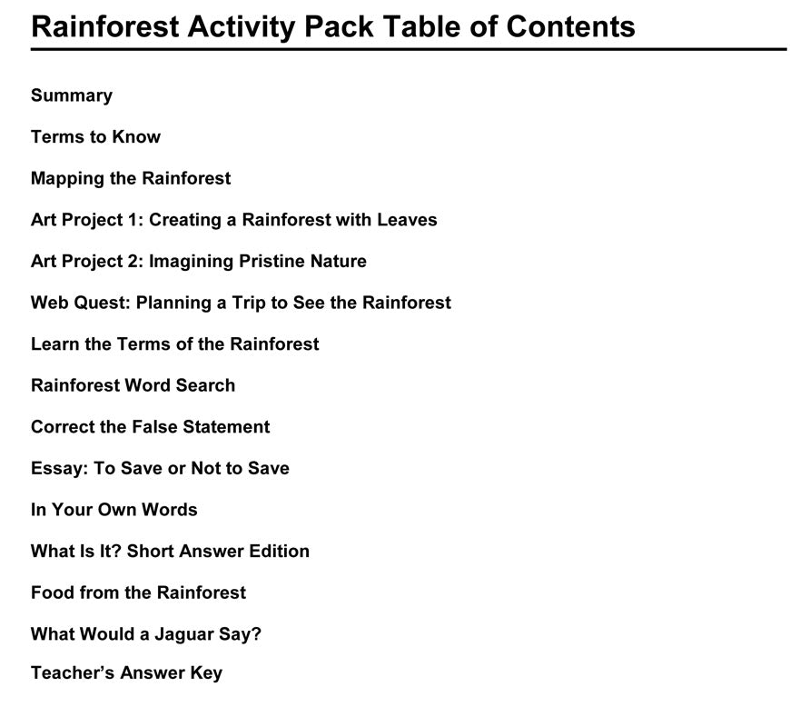 Rainforest Activity Packet Download