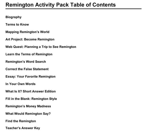 Frederic Remington Activity Packet Download