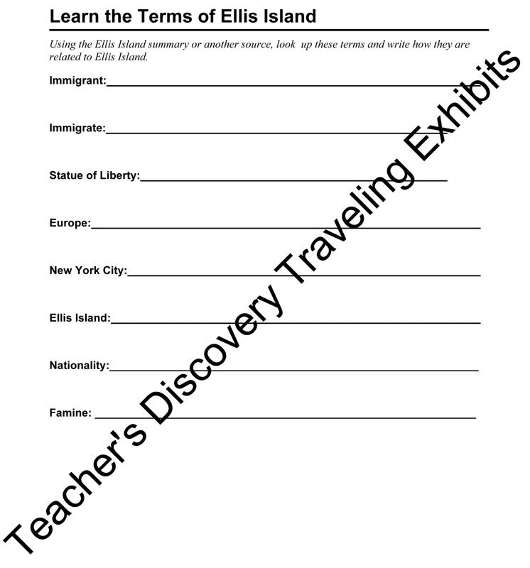 Ellis Island Activity Packet Download