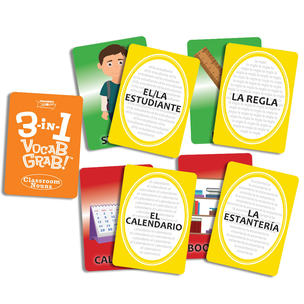 3-in-1 Spanish Vocab Grab Card Games